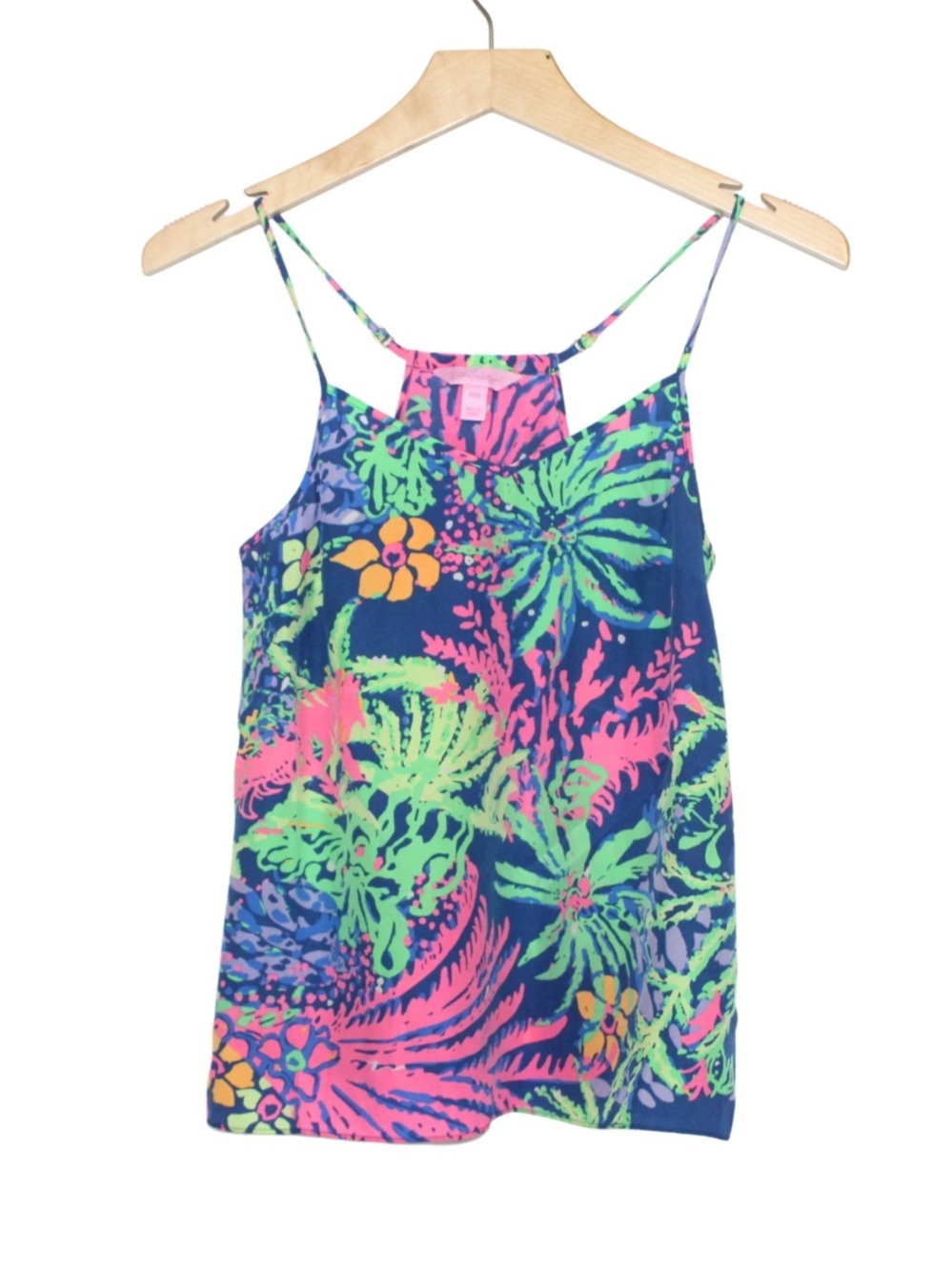 Lilly Pulitzer women's tank top size XXS colorful 100% silk racerback flowy